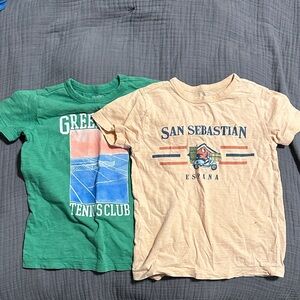 JCrew Crewcuts Green and Cream/Pink Kids Tees, size 4